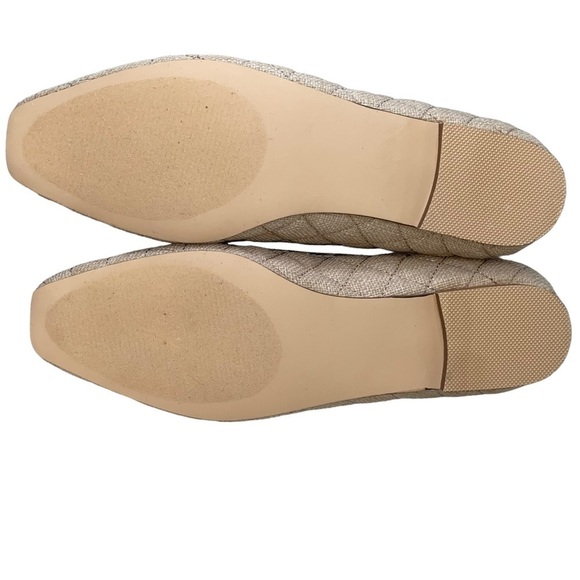 JustFab Beige Woven Quilted Detail Neutral Flats Slip On Shoes - Picture 7 of 7